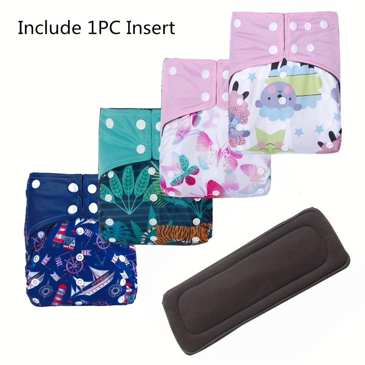 1pc Reusable Baby Diaper Adjustable Washable Diaper with Bamboo Charcoal Insert