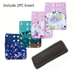 1pc Reusable Baby Diaper Adjustable Washable Diaper with Bamboo Charcoal Insert