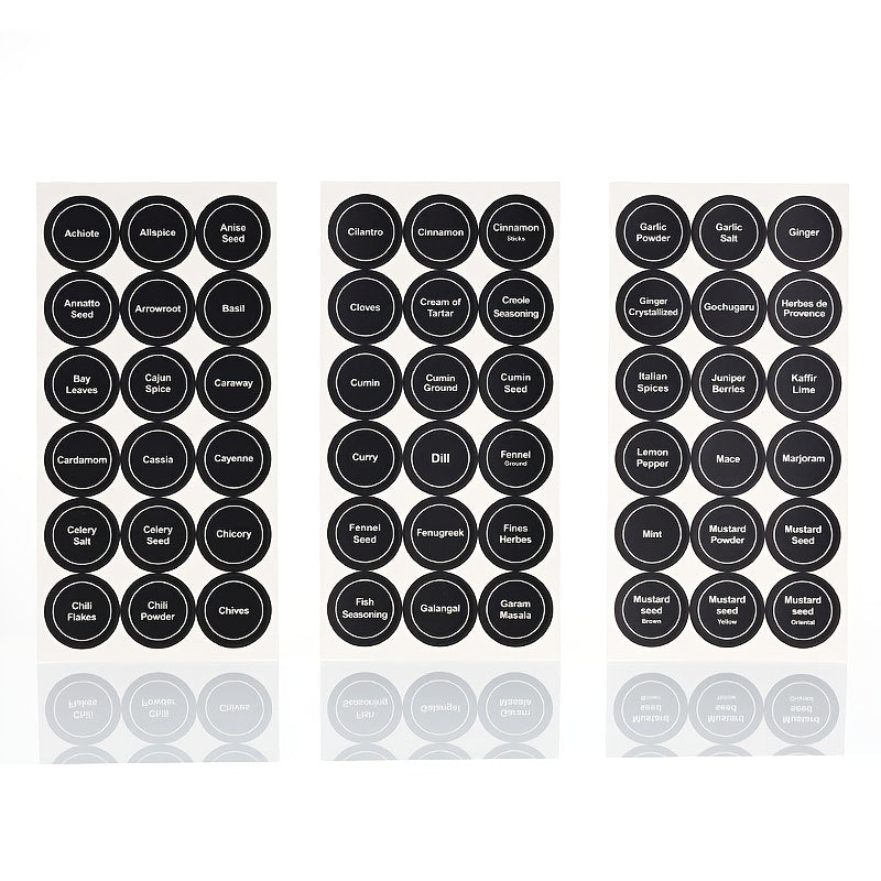 Round Spice Jar Labels 126pcs Waterproof Self-Adhesive
