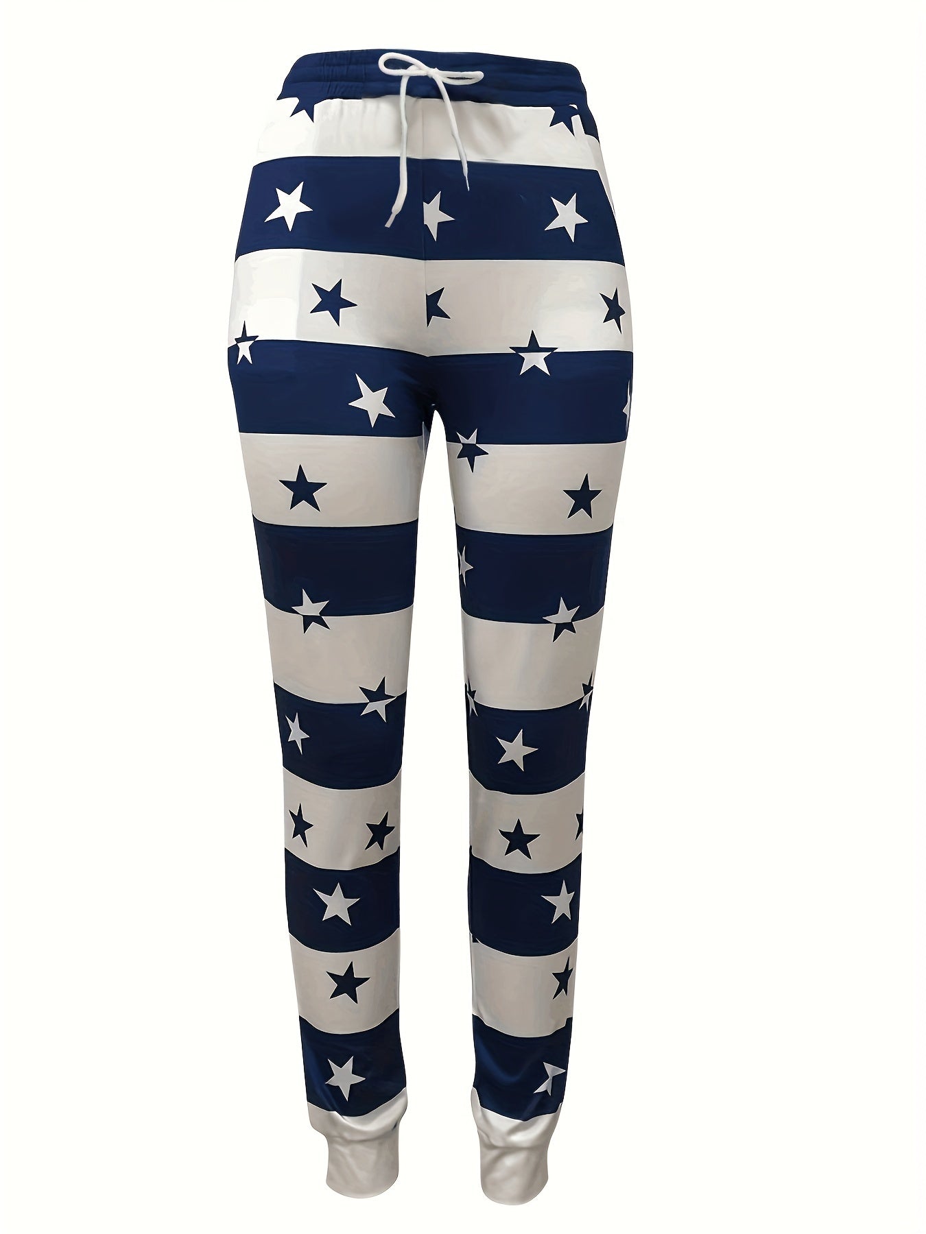 Stars Print Block Pants Casual Drawstring Summer Jogger Pants Women's Clothing