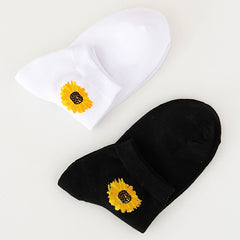 2 Pairs Sunflower Pattern Short Socks Cozy Ankle Socks Women's Stockings