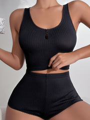 Casual Sleeveless Tank Top & Shorts PJ Set