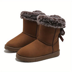 Warm Snow Boots With Bowknot Decoration Soft And Comfortable