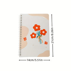 4pcs set Student A5 Coil Book Set Flower Journal Notepad Notebook