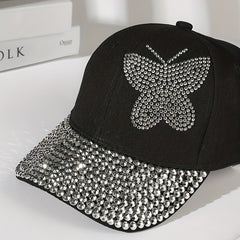 Rhinestone Butterfly Dad Cap for Women