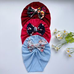 Soft Elastic Strip Flower Baby Hat With Bow For Girl