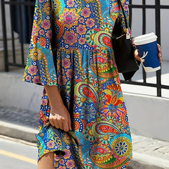 Women's Plus Paisley Print Ruched Dress