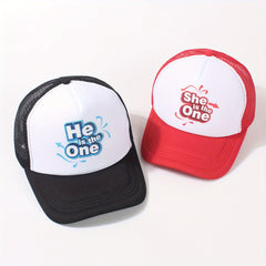 2pcs Couple Trucker Hat Mesh Breathable Baseball Cap Block Adjustable Sun Hats