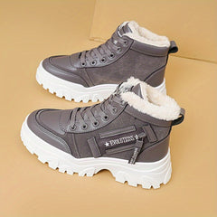 Women's Winter Plush High Top Sneakers Lace Up Thick Platform Boots