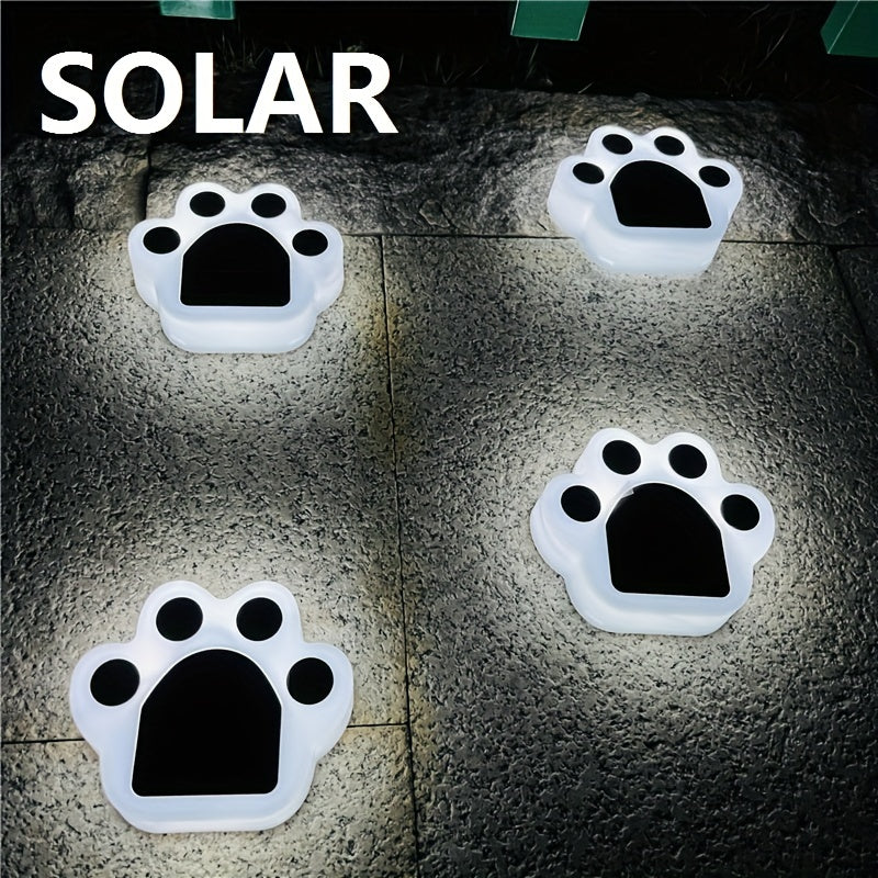 4pcs LED Solar Lawn Lights Outdoor Waterproof Buried Lights Bear Cat Paw