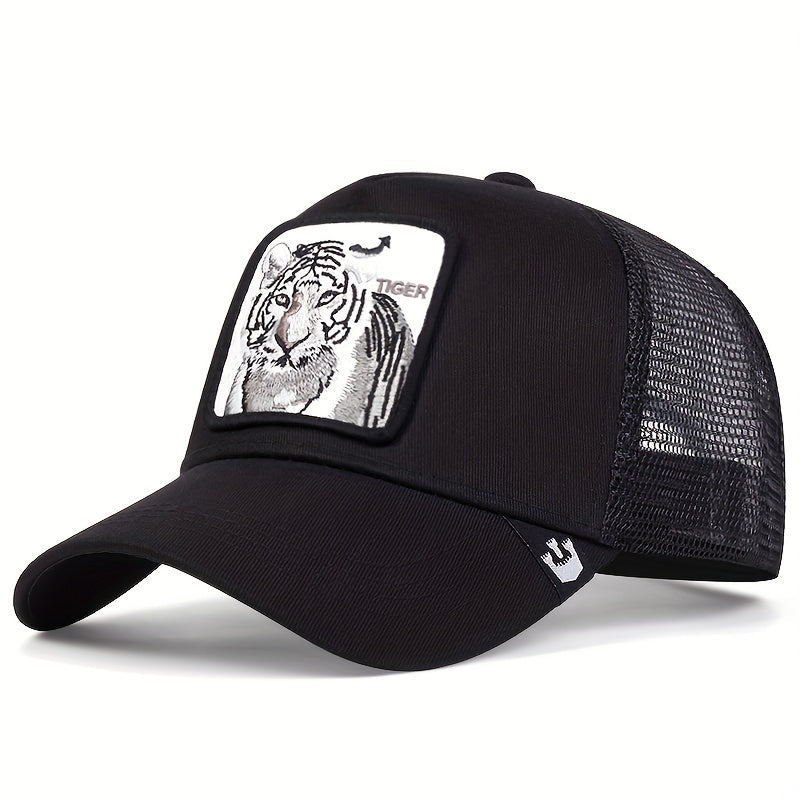 Tiger Patch Trucker Hat Mesh Anime Embroidery Dad Hats Animal Pattern
