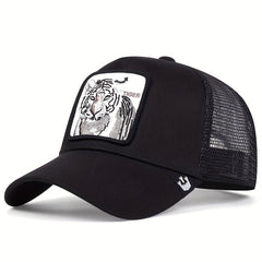 Tiger Patch Trucker Hat Mesh Anime Embroidery Dad Hats Animal Pattern