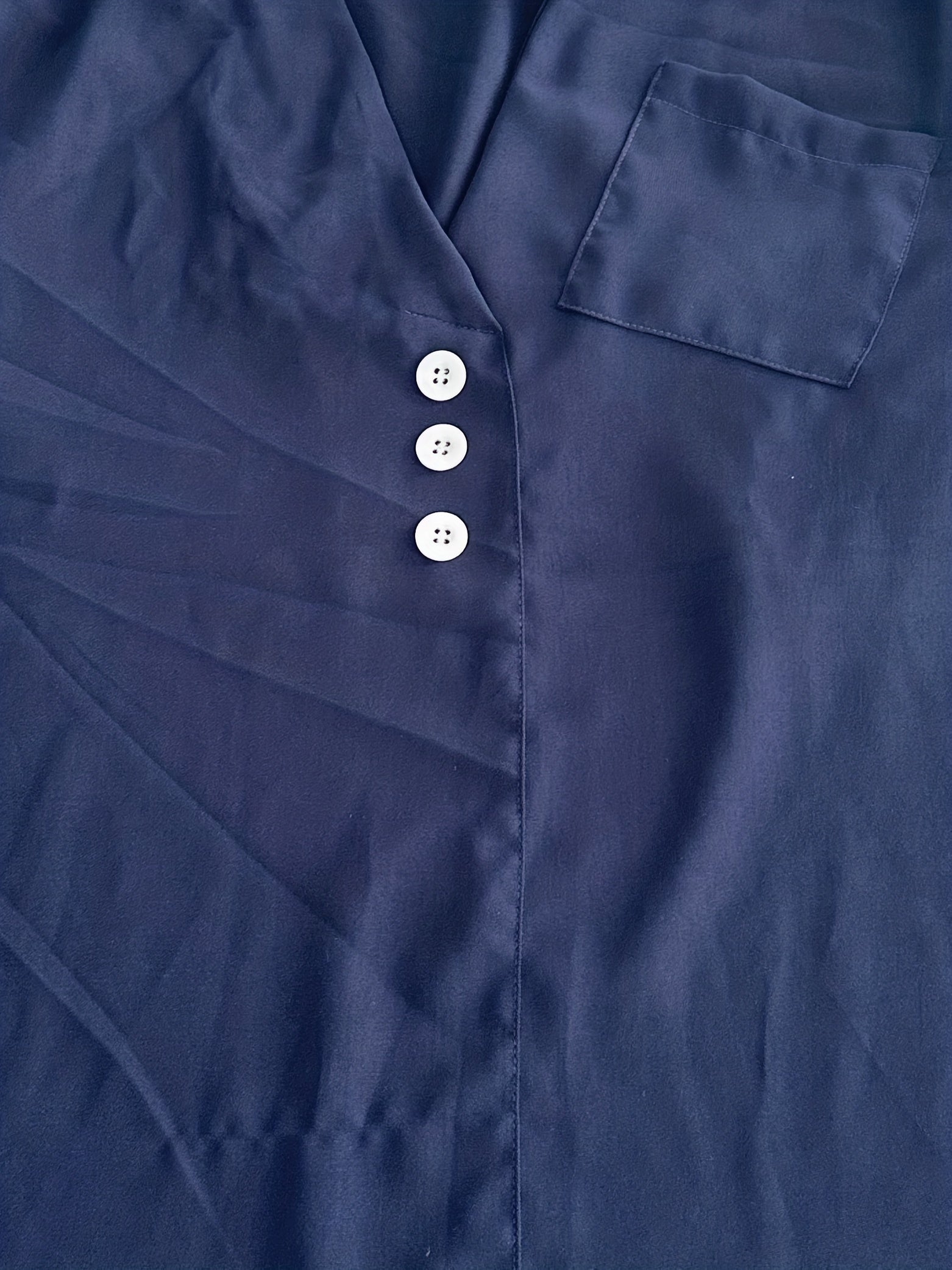 Casual Blouse Women's Plus Solid Button Long Sleeve V Neck Tunic Top