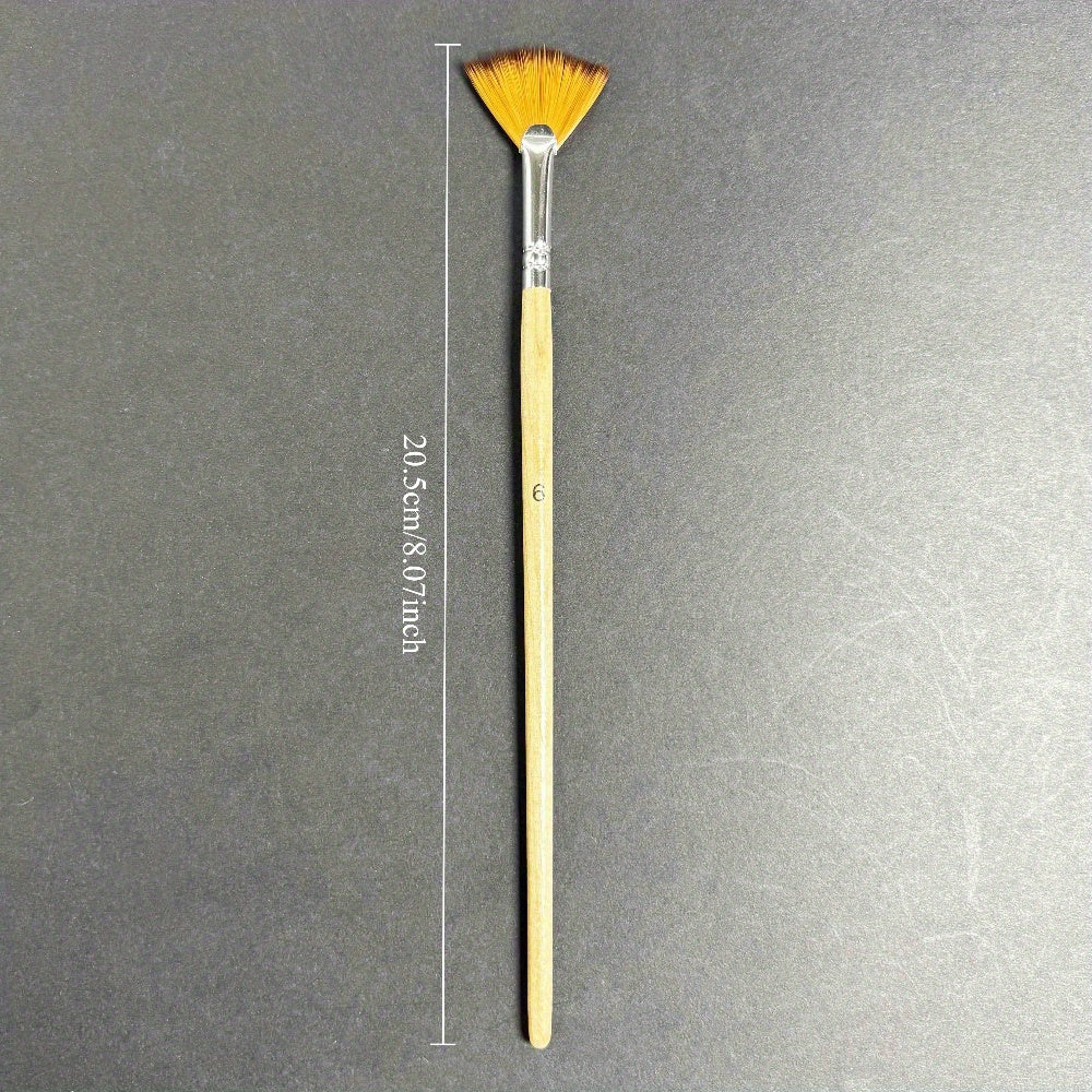 Wood Handle Art Painting Brush Dual Ended Flat & Angled Tips Watercolor Goua