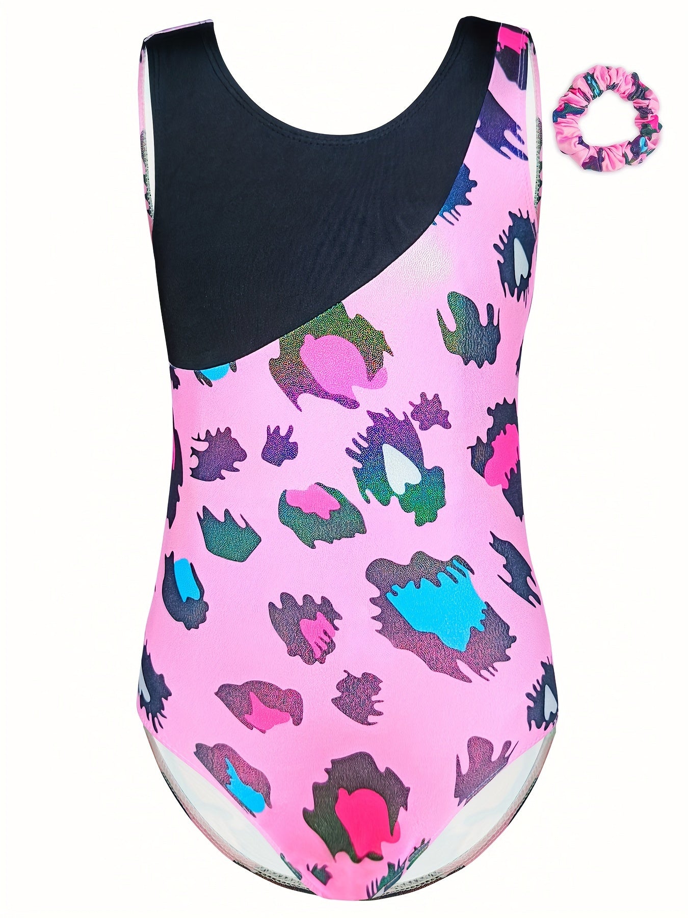 Leopard Print Gymnastics Practice Jumpsuit Romper Girls Yoga