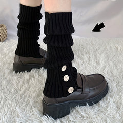 Rib Knit Leg Warmers Knee High Socks Women's Stockings
