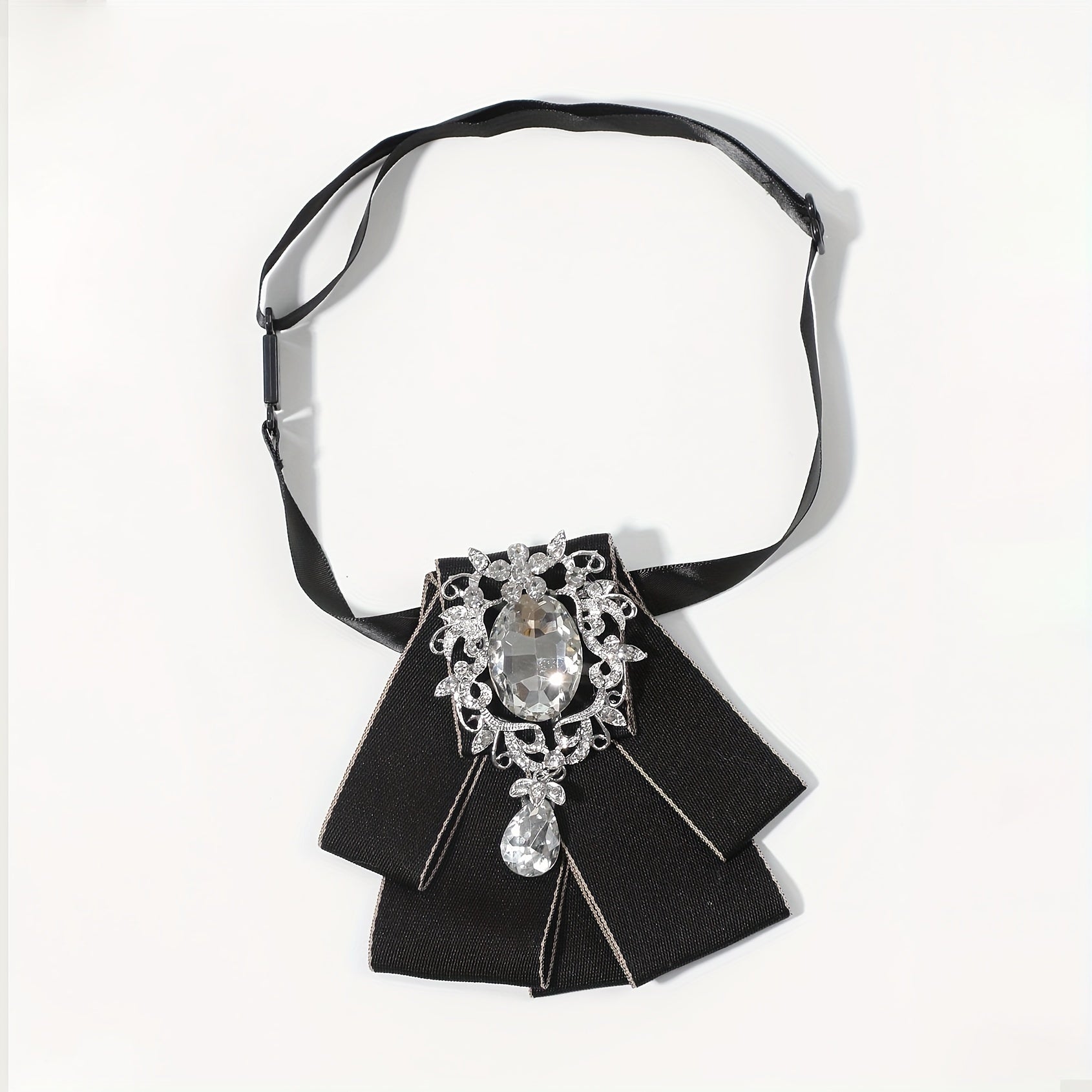 Elegant Diamond Bow Tie with Pearl Inlay