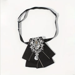 Elegant Diamond Bow Tie with Pearl Inlay