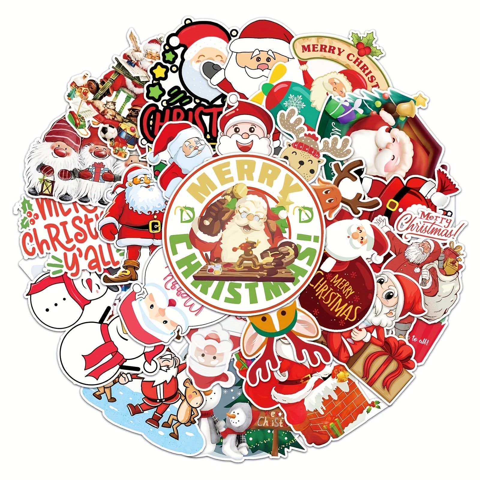 50 Christmas Doodle Stickers DIY Notebook Skateboard Water Cup Lug