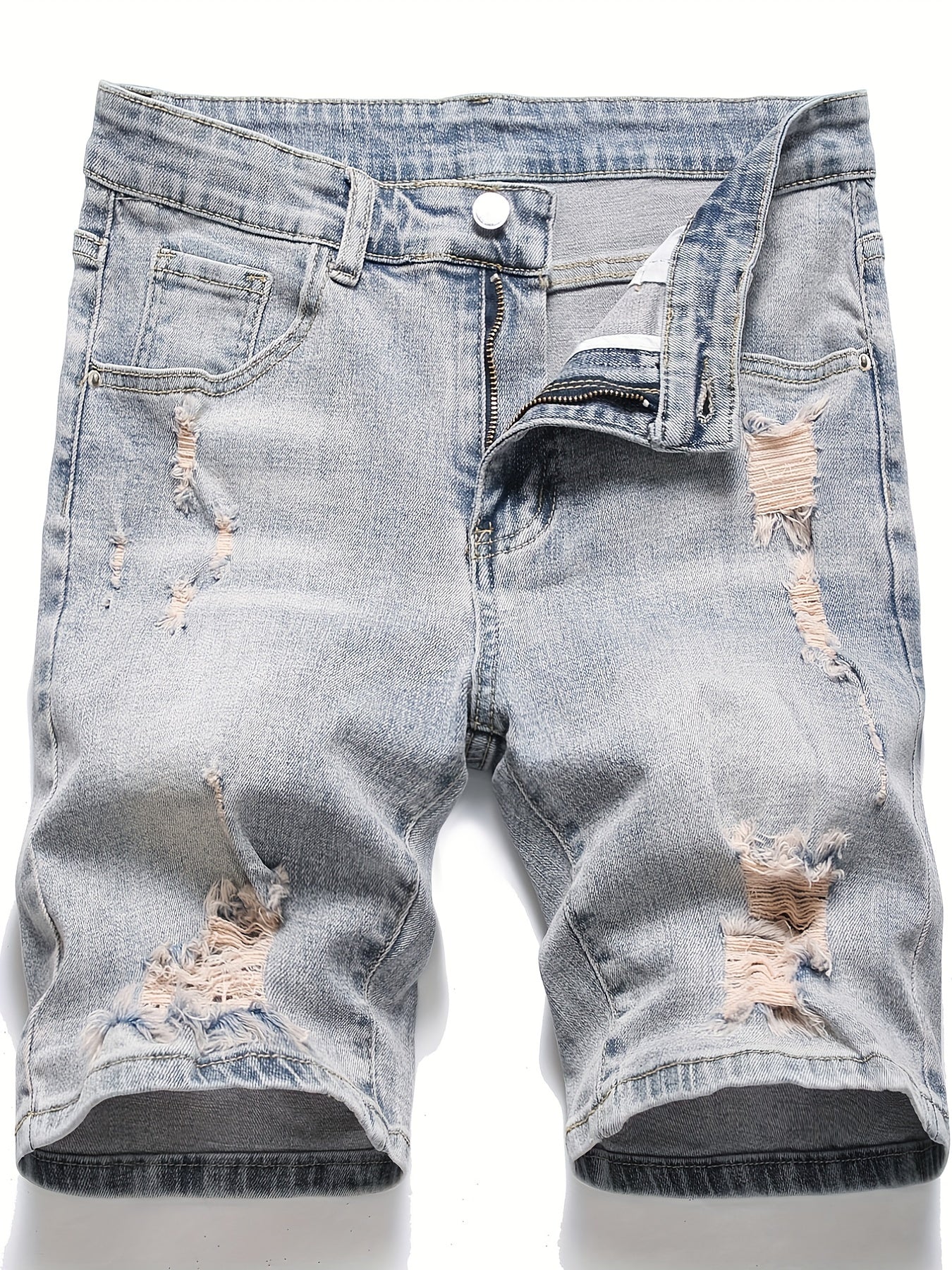 Men's Distressed Denim Shorts High Stretch