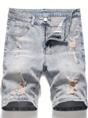 Men's Distressed Denim Shorts High Stretch