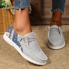Women's Geometric Pattern Sneakers Casual Lace Up Outdoor Shoes