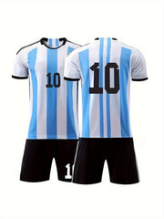 Kids Stripped Football Jersey Set Breathable Quick-drying Outfits for Soccer
