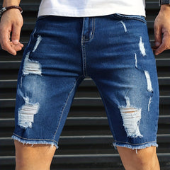 Men's Ripped Denim Shorts Casual Street Style Distressed Denim Shorts
