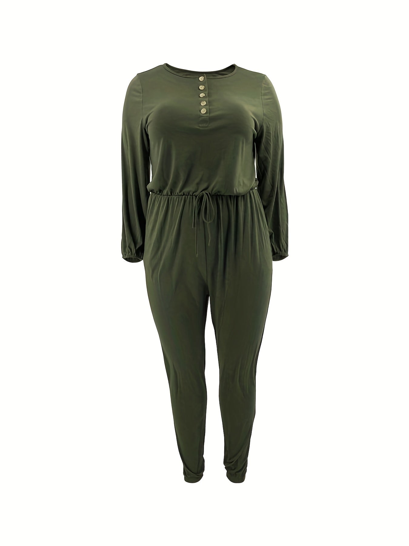 Solid Lantern Sleeve Jogger Jumpsuit