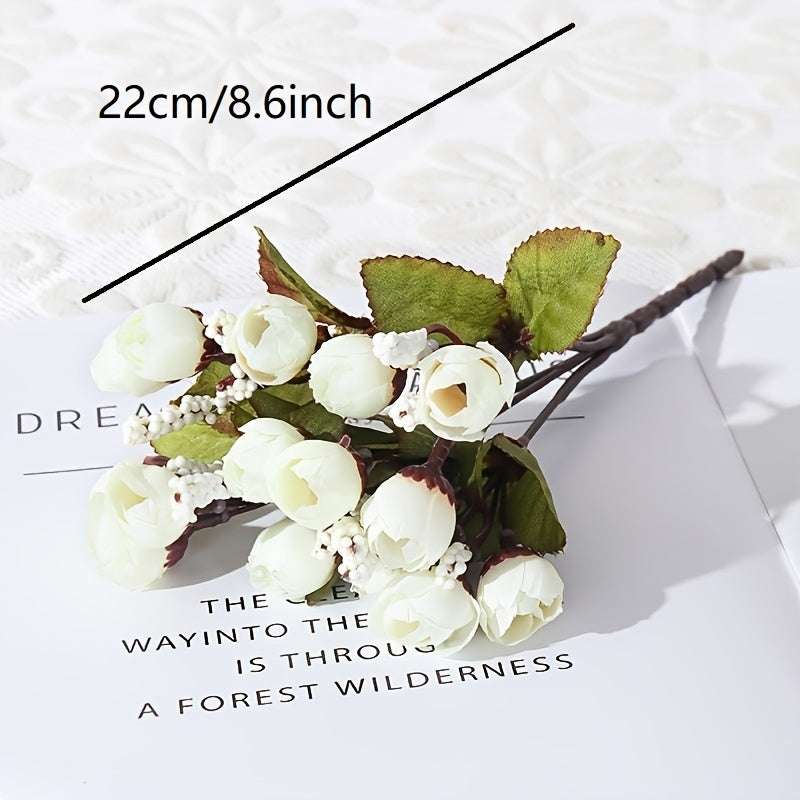 15 Mini Roses Bouquet Realistic Decoration Perfect Gift Birthday Party Supplies