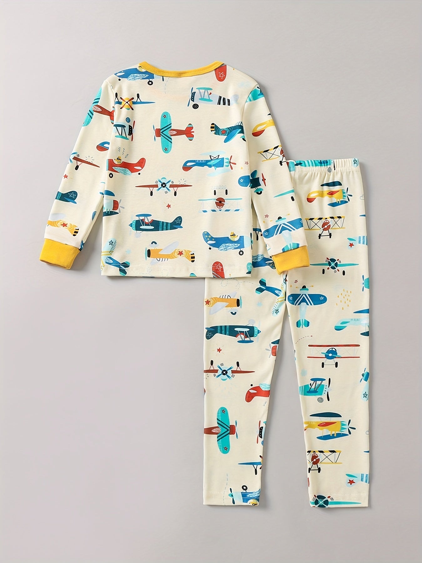 Kids 2pcs Airplane Print Pajama Set