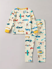 Kids 2pcs Airplane Print Pajama Set