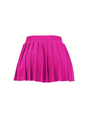 Pleated Solid Mini Skirt Sexy Skirt For Spring & Summer Women's Clothing