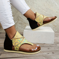Leopard Print Thong Sandals Comfy Roman Style Vacation Beach Sandals