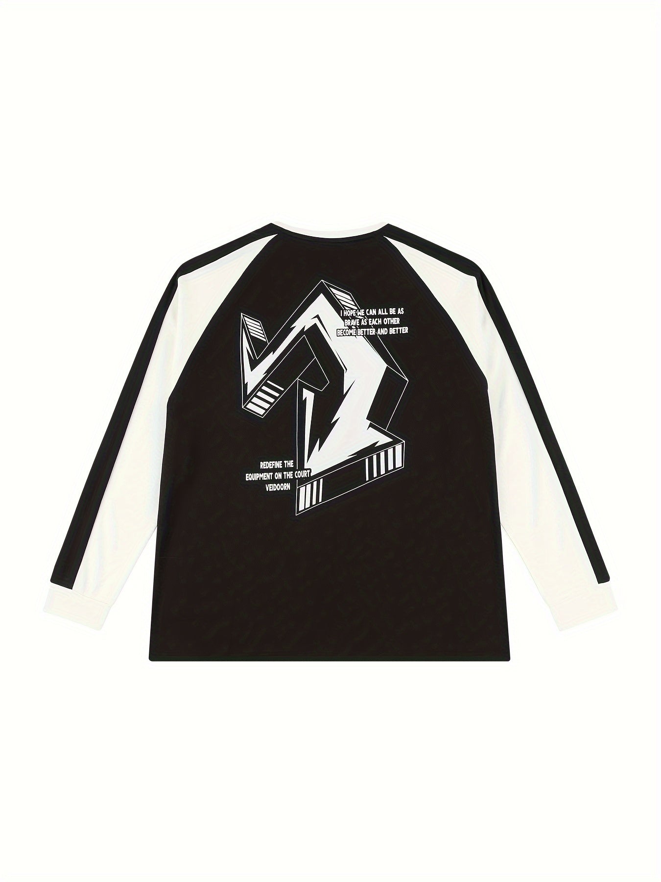 Men's Graffiti Pattern Long Sleeve Crew Neck Block Shirt Lightweight