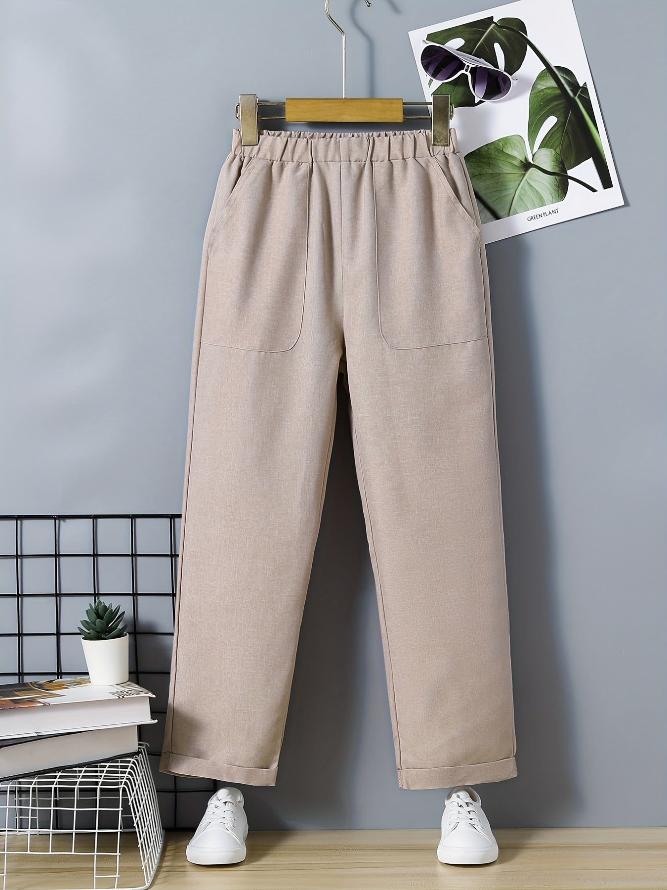 Solid Comfy Casual Trousers for Big and Tall Boys