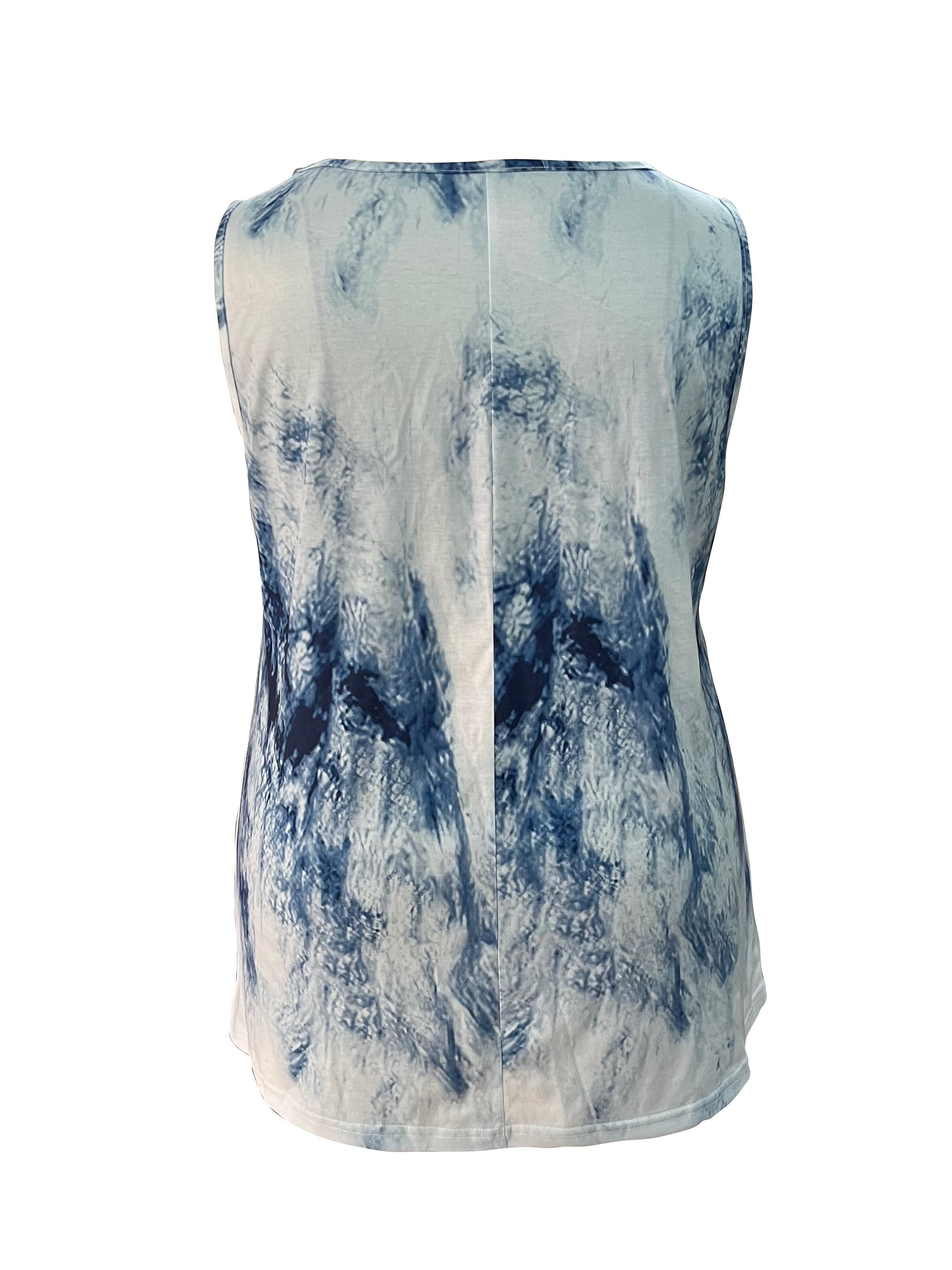 Tie Dye Round Neck Stretch Tank Top
