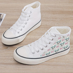 Giraffe Print Plush Lined Thermal Chunky Canvas Sneakers