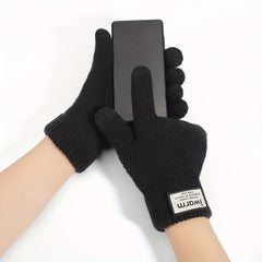 Knitted Gloves Thickened Plus Velvet Warm Touch Screen Non-slip Gloves