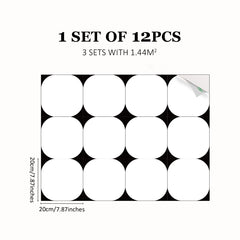 12pcs Waterproof Tile Stickers Non-slip Self-adhesive Kitchen Bathroom Decor