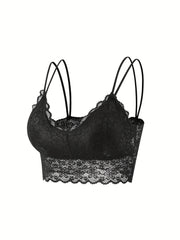 2pcs Lace Wireless Bras Comfy & Breathable Double Straps Lingerie Underwear