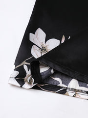 Floral Print Night Robe Short Sleeve V Neck Women's Sleepwear