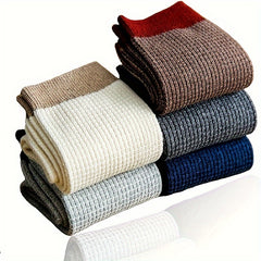 Men's Block Crew Socks Breathable Cotton Blend Casual Comfy Outdoor Wear