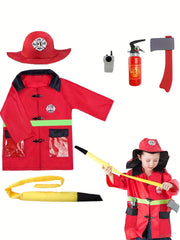 Kids Firefighter Costume Toddler Fireman Dress Up Costume