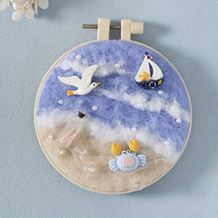 DIY Sea Frames Wool Felt Material Package with Embroidery Cloth Threads Needles