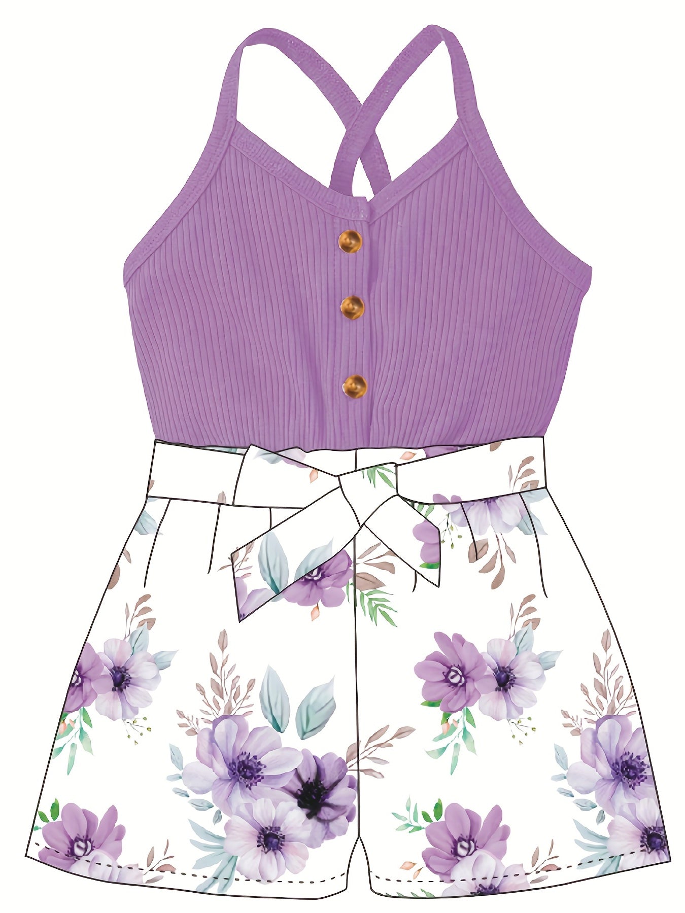 Toddler Girls Sleeveless Floral Rompers Jumpsuits for Beach Vacation