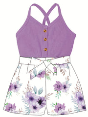 Toddler Girls Sleeveless Floral Rompers Jumpsuits for Beach Vacation