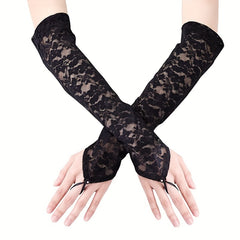Lace Long Gloves Sexy Stage Performance Finger Sleeves Gloves For Women