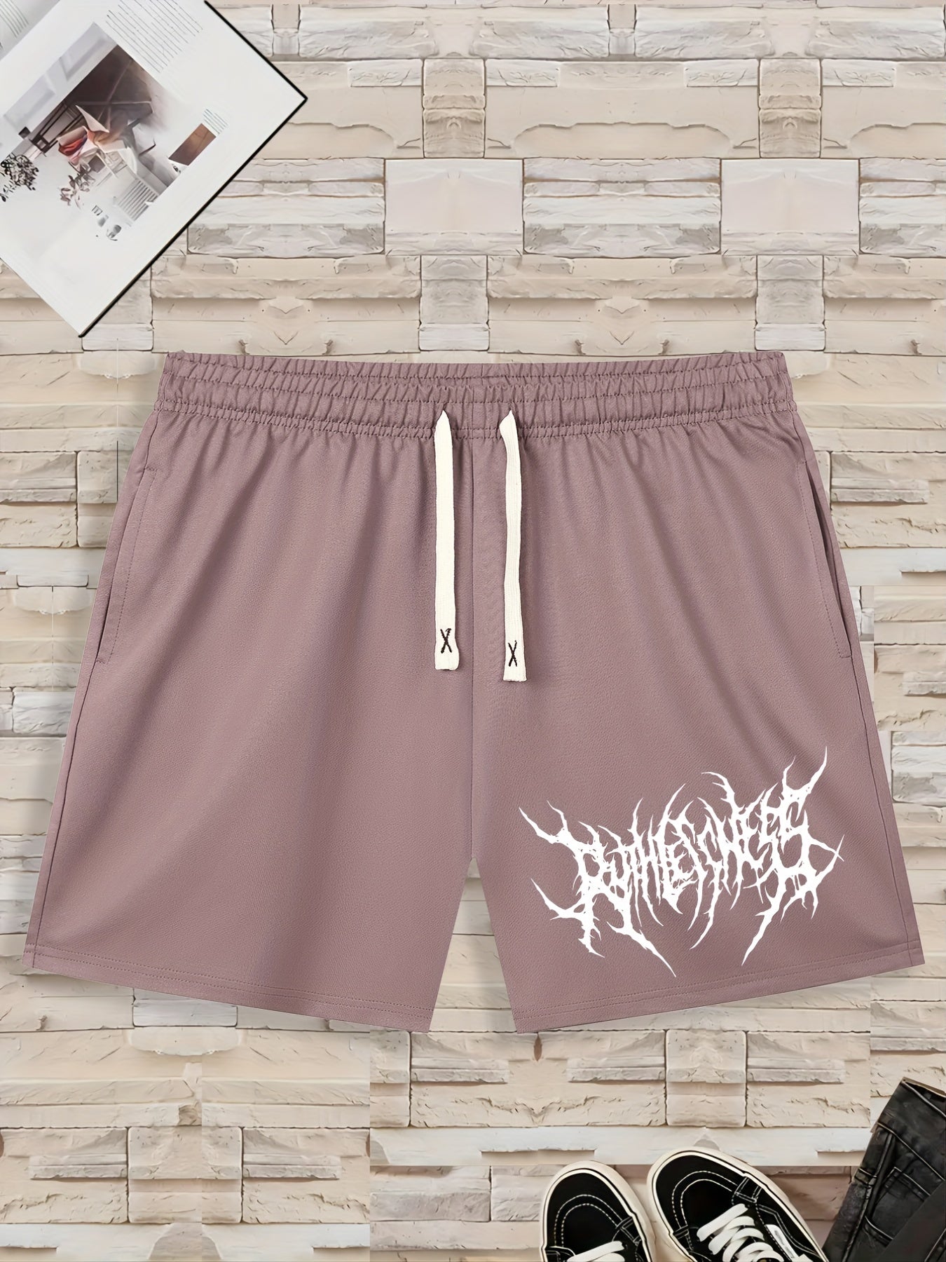 Men's Casual Solid Color Elastic Waist Drawstring Shorts for Summer
