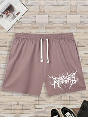Men's Casual Solid Color Elastic Waist Drawstring Shorts for Summer